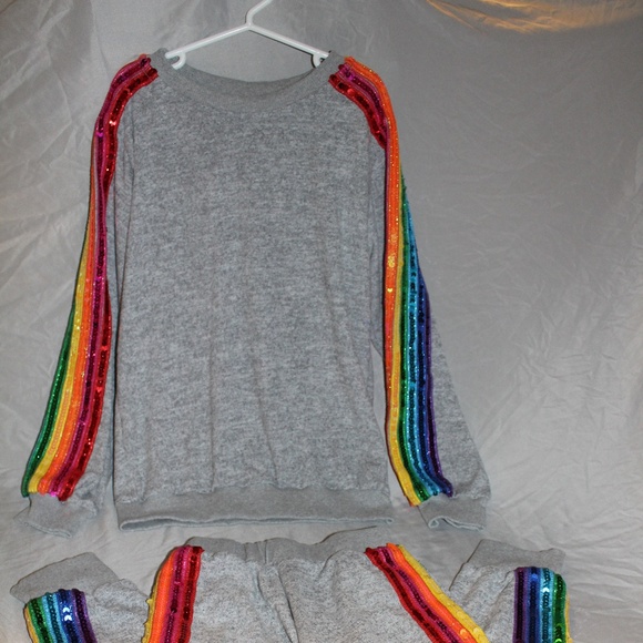 LOLA + THE BOYS SEQUIN RAINBOW TRACKSUIT SET